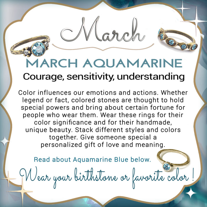 Stackable March Birthstone Ring - Aquamarine Blue