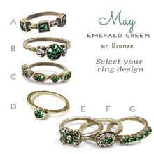 Load image into Gallery viewer, Stackable May Birthstone Ring - Emerald Green