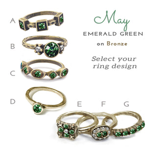 Stackable May Birthstone Ring - Emerald Green