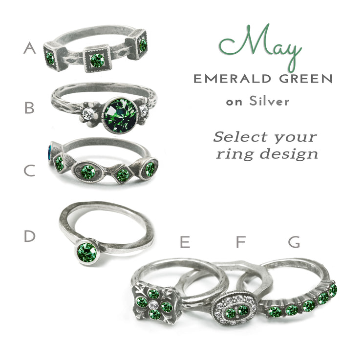 Stackable May Birthstone Ring - Emerald Green