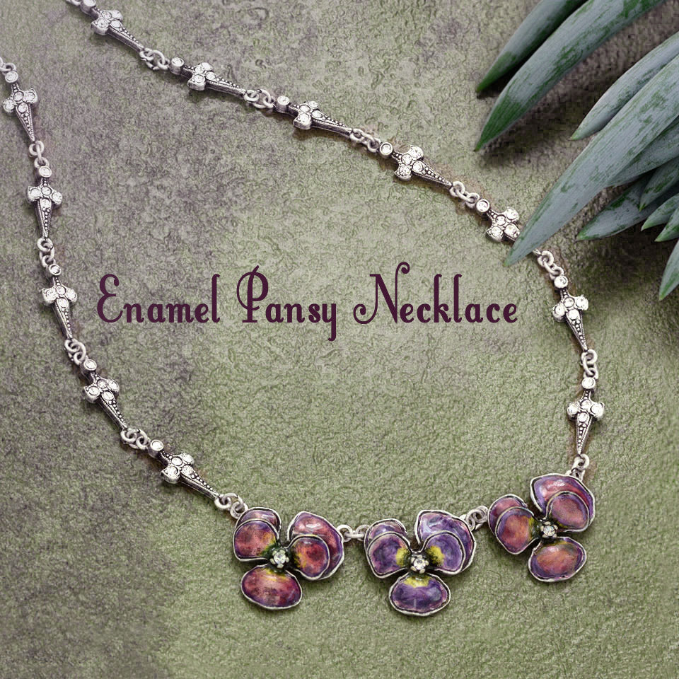 Enamel Pansies Necklace