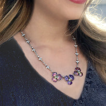 Load image into Gallery viewer, Enamel Pansies Necklace