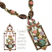 Load image into Gallery viewer, Art Deco Chinese Rose Vase Necklace N1199