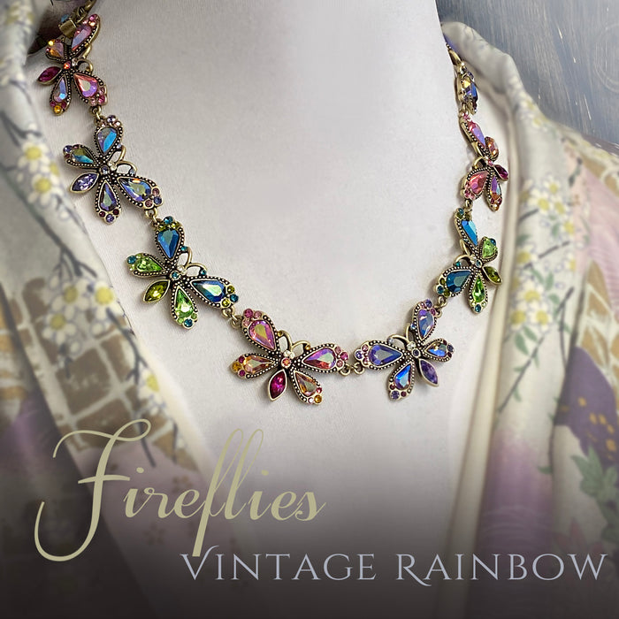 Vintage Rainbow Firefly Necklace  N1221