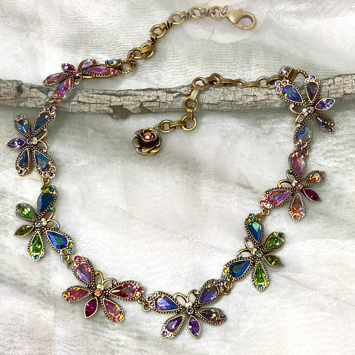 Vintage Rainbow Firefly Necklace  N1221