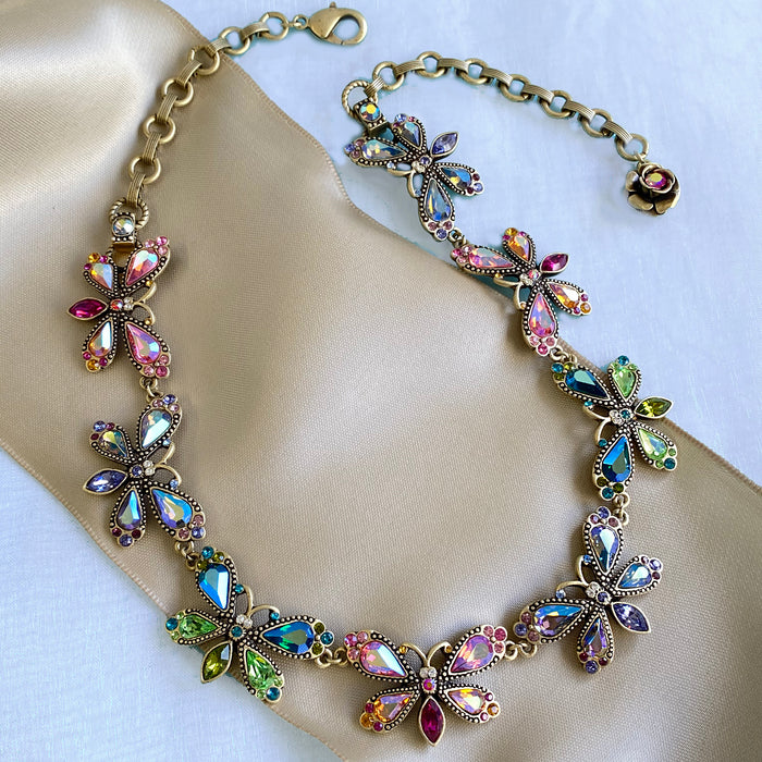 Vintage Rainbow Firefly Necklace  N1221