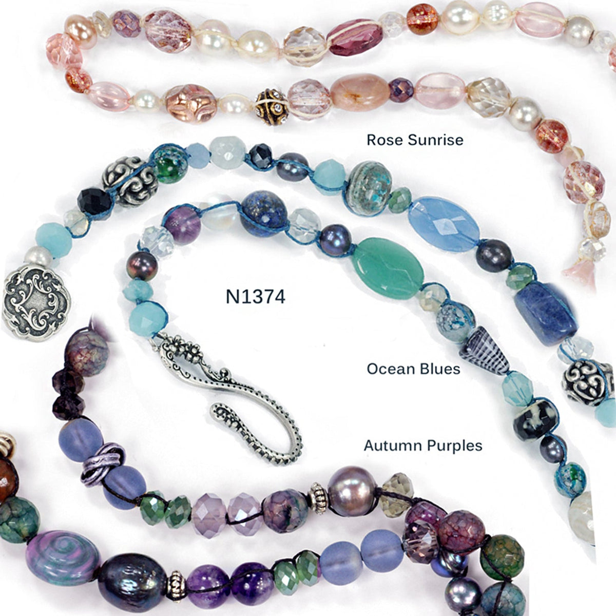 Long Purple Gemstone Beaded Necklace N1374-PA