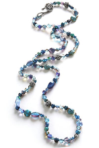 Long Blue Gemstone Beaded Necklace N1374-BL