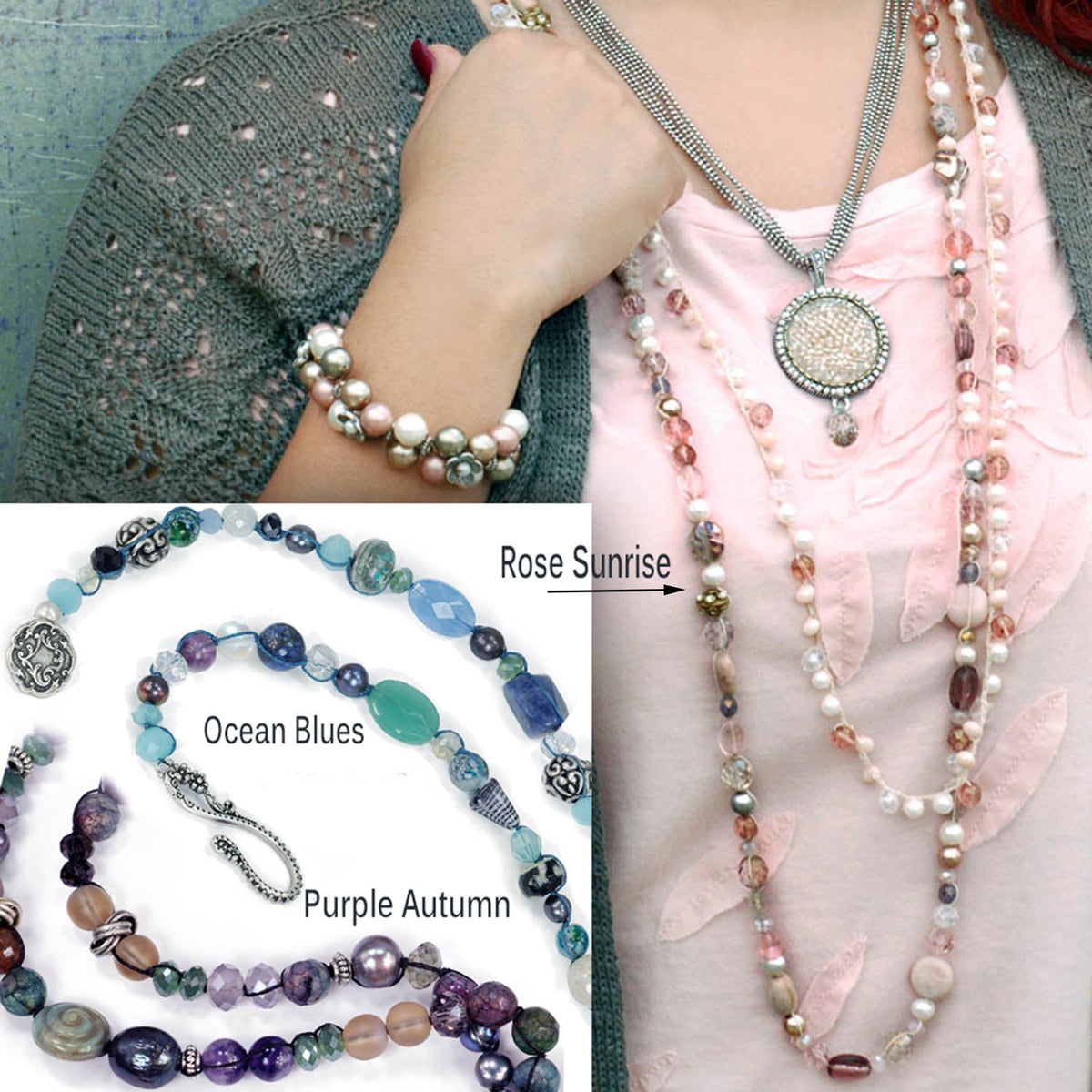 Long Pink Gemstone Beaded Necklace N1374-PA