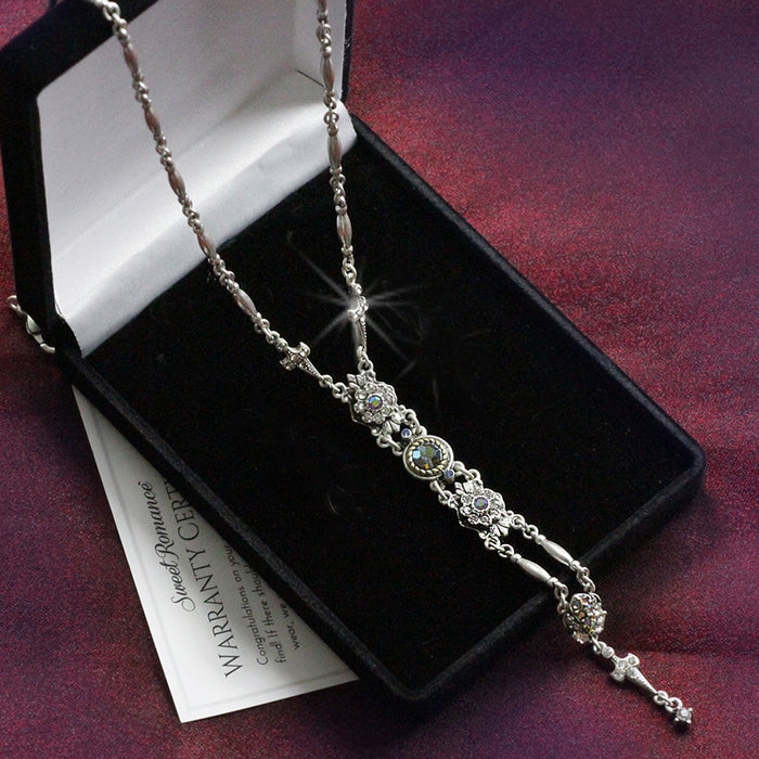 Art Deco Starlight Silver Y Necklace N1445