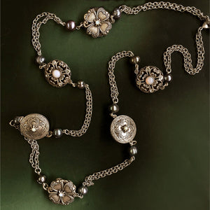 Celtic Clover & Pearls Layering Necklace N1459