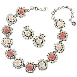 Pearls and Roses Statement Necklace  N1501-PR