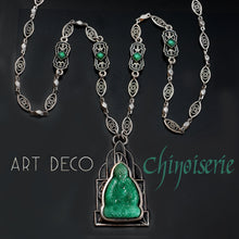 Load image into Gallery viewer, Jade Glass Vintage Buddha Necklace