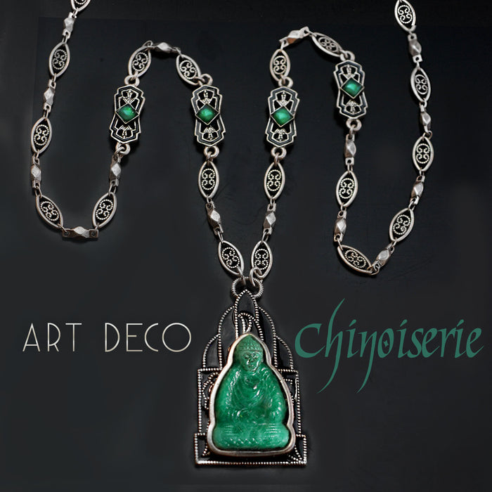 Jade Glass Vintage Buddha Necklace