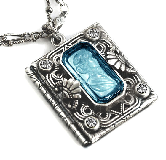 Silver Intaglio Book Locket