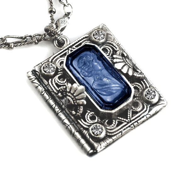 Silver Intaglio Book Locket