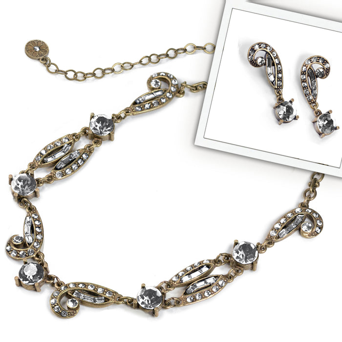 Art Deco Crystal Necklace and Earrings Set the Cafe Society N and E1616