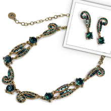 Load image into Gallery viewer, Art Deco Crystal Necklace and Earrings Set