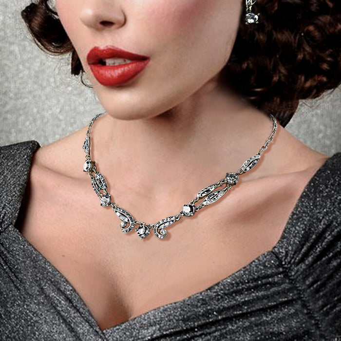 Art Deco Vintage Crystal Necklace Cafe Society N1616