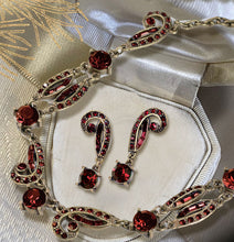 Load image into Gallery viewer, Art Deco Crystal Necklace and Earrings Set