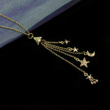 Load image into Gallery viewer, Moon &amp; Star Delicate Tassel Necklace N1630