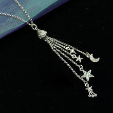 Load image into Gallery viewer, Moon &amp; Star Delicate Tassel Necklace N1630