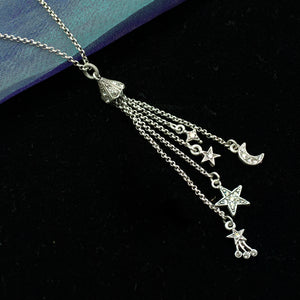 Moon & Star Delicate Tassel Necklace N1630