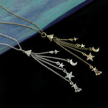 Load image into Gallery viewer, Moon &amp; Star Delicate Tassel Necklace N1630