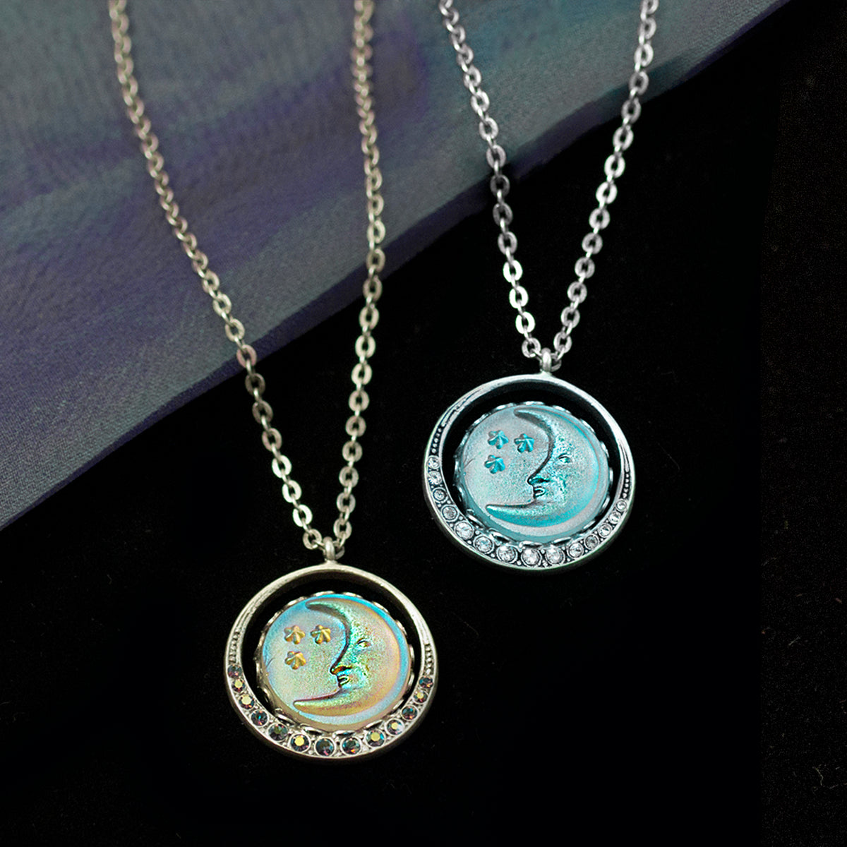 Iridescent Moon Necklace N1631 - sweetromanceonlinejewelry