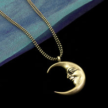 Load image into Gallery viewer, Man in a crescent Moon Necklace N1638 - sweetromanceonlinejewelry