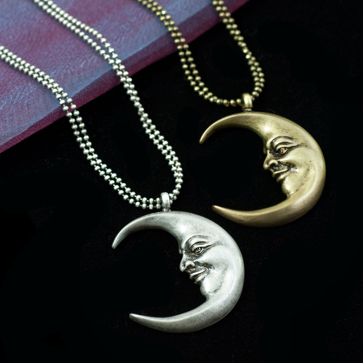 Man in a crescent Moon Necklace N1638 - sweetromanceonlinejewelry