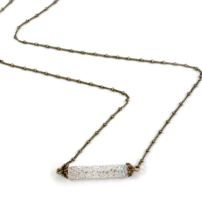 Crystal Rock Bar Necklace N1639 - sweetromanceonlinejewelry