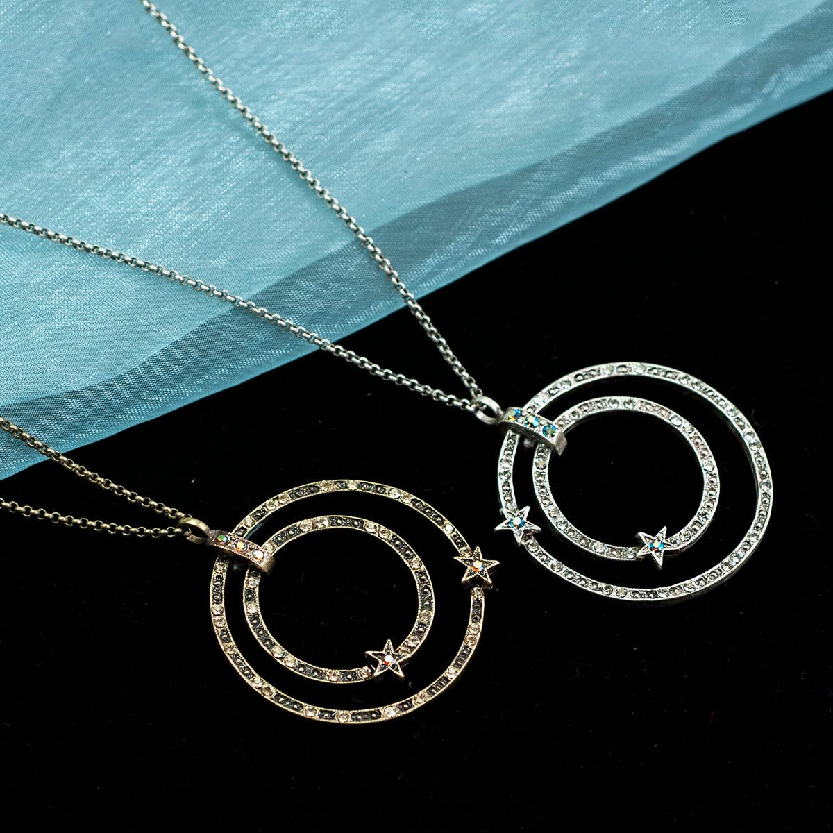 Double Circle Star Necklace N1643 - sweetromanceonlinejewelry
