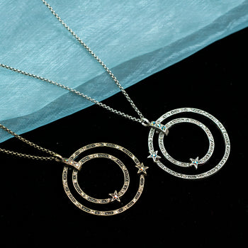 Double Circle Star Necklace N1643 - sweetromanceonlinejewelry