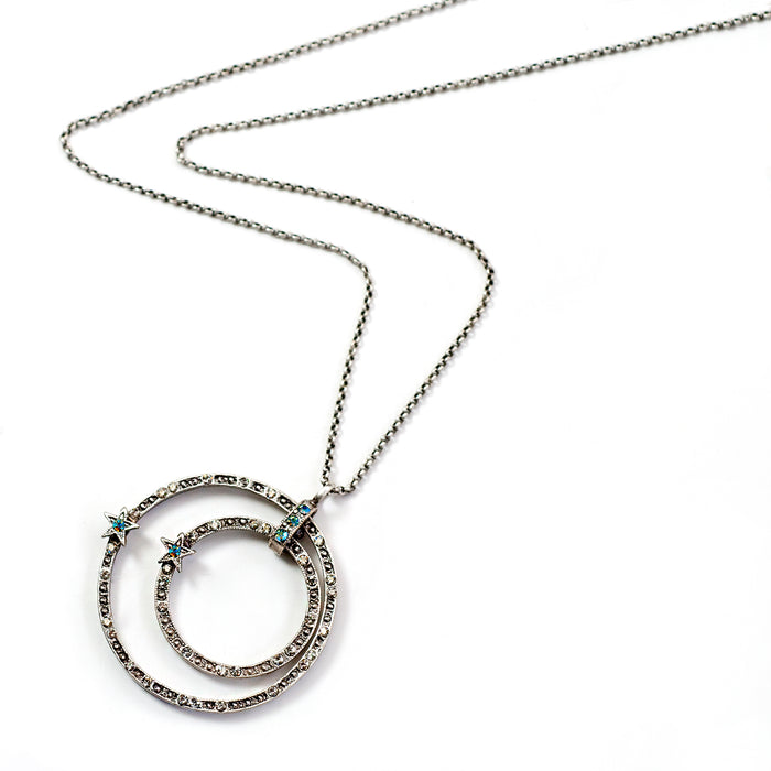 Double Circle Star Necklace N1643 - sweetromanceonlinejewelry