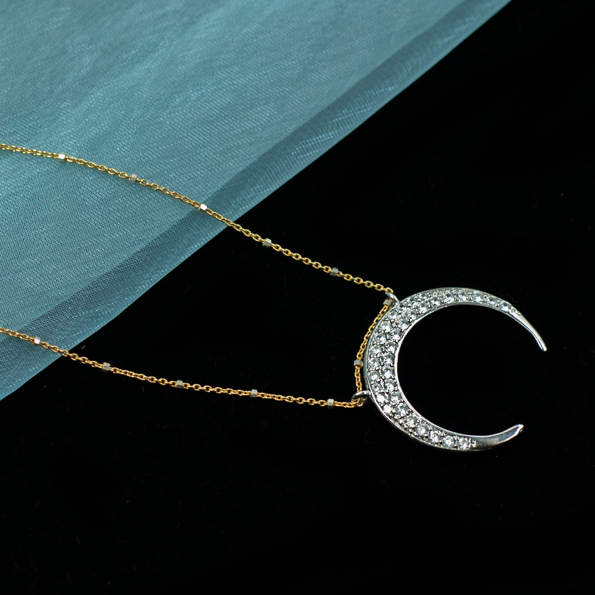 Inverted Crescent Moon Necklace N1705 - sweetromanceonlinejewelry