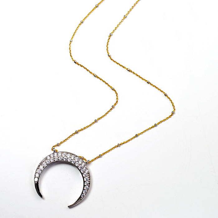 Inverted Crescent Moon Necklace N1705 - sweetromanceonlinejewelry