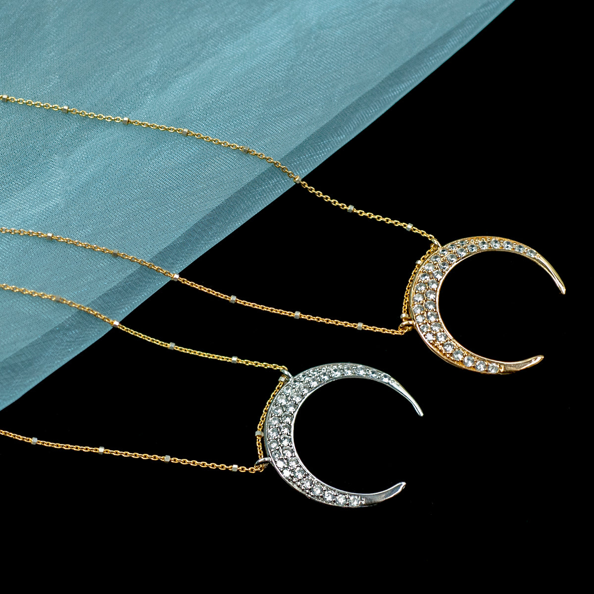 Inverted Crescent Moon Necklace N1705 - sweetromanceonlinejewelry