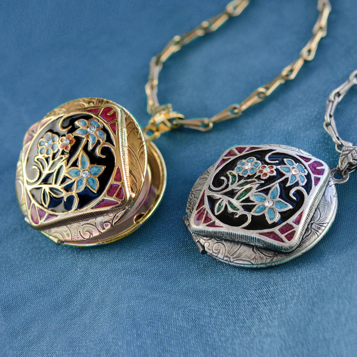 Enamel Locket Silver and Gold