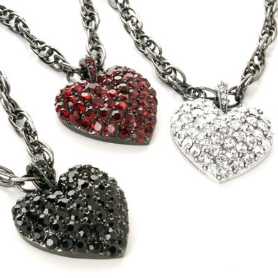 Vintage Pave Crystal Heart Necklace N702