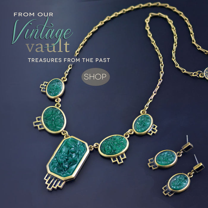 Jadeite Green Czech Art Deco Necklace Sweet Romance Jewelry