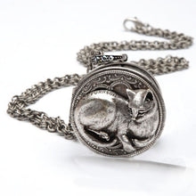 Load image into Gallery viewer, Purrson Cat Locket Necklace in Silver or Bronze