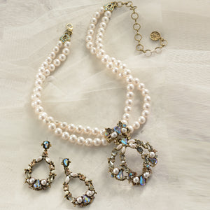 Retro Pearl and Jewel Statement Necklace N952