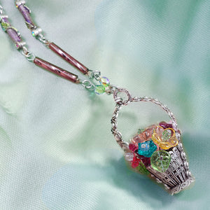 Flower Basket Necklace by Sweet Romance N966 - sweetromanceonlinejewelry