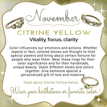 Load image into Gallery viewer, Stackable November Birthstone Ring - Citrine Yellow