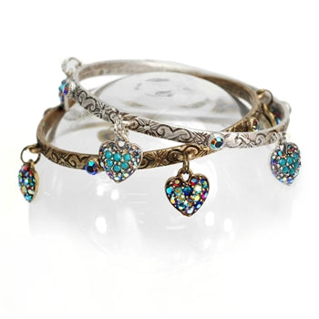 Rainbow Hearts Bangle Bracelet