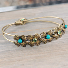 Load image into Gallery viewer, Dogwood Blossom Turquoise Bangle Bracelet OL_BR347