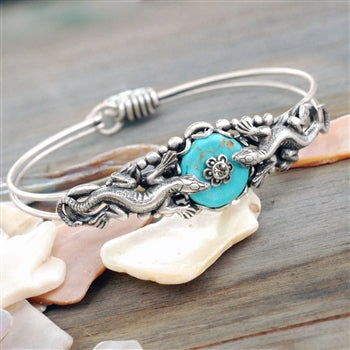 Silver Twin Lizards Bangle Bracelet - ONLY 1 LEFT!