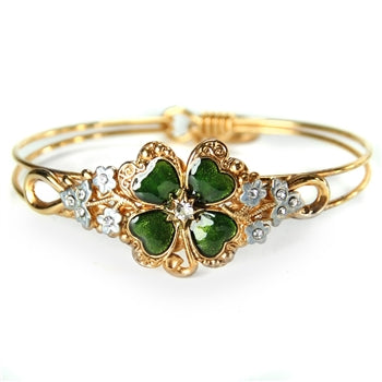 Lucky Clover Enamel Bangle Bracelet