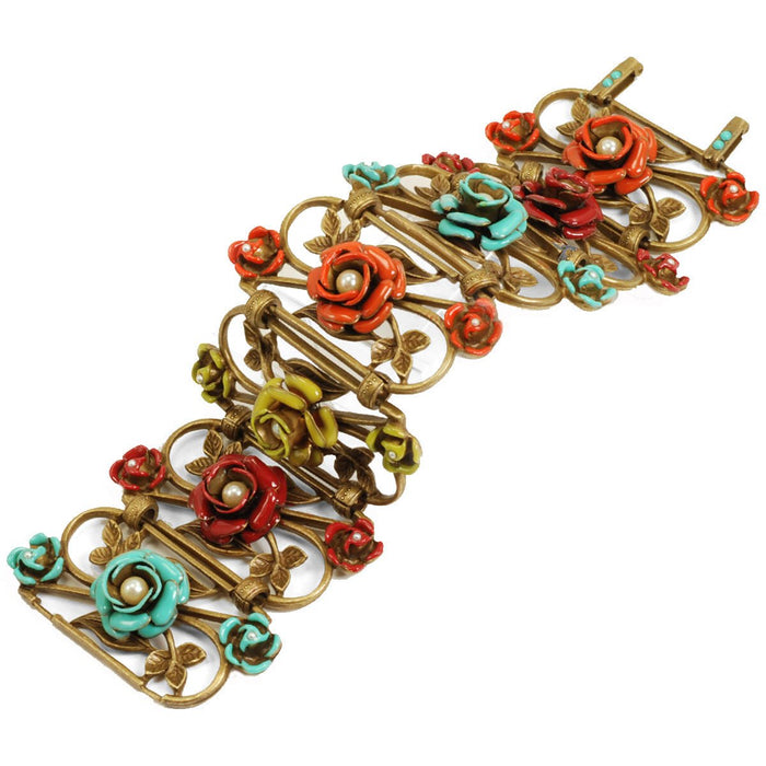 Enamel Roses Trellis Bracelet BR818 - Sweet Romance Wholesale